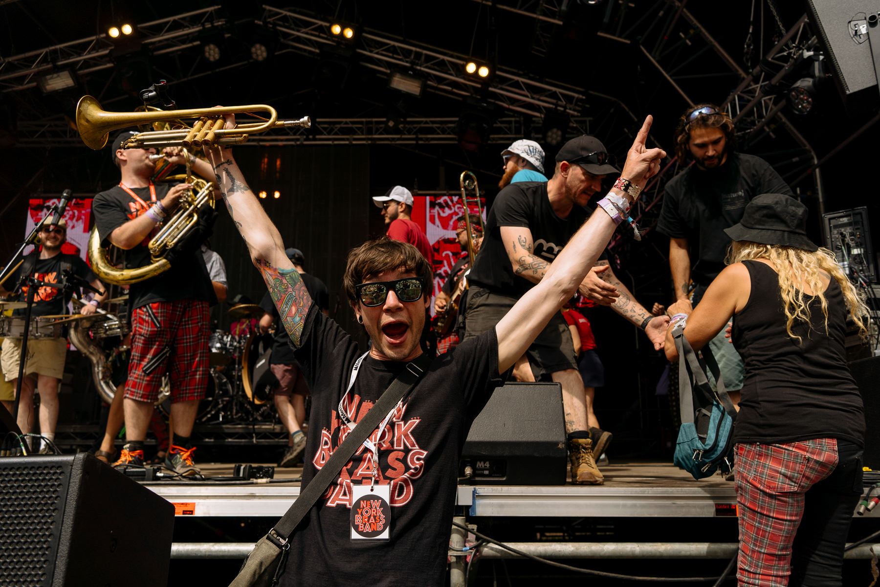 TRUMPET PLAYER AT GLASTONBURY FESTICAL